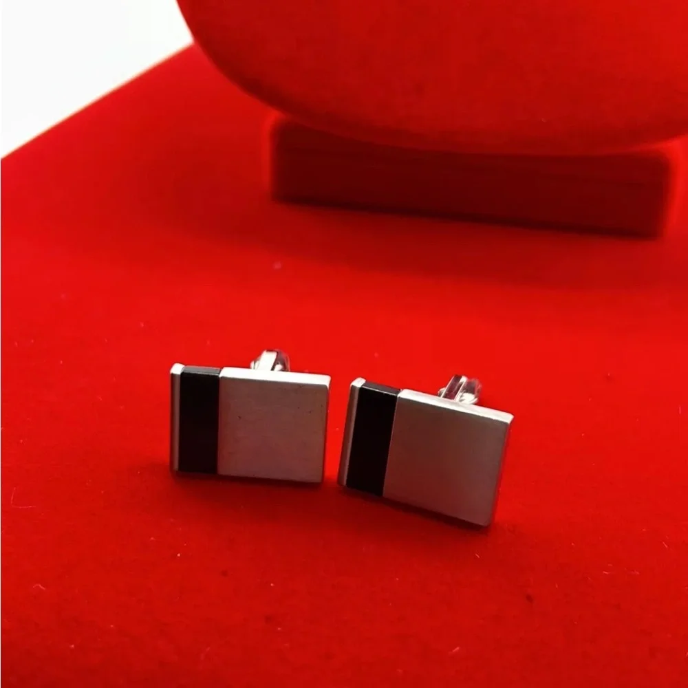 Bricked Silver And Black Cufflinks For Men
